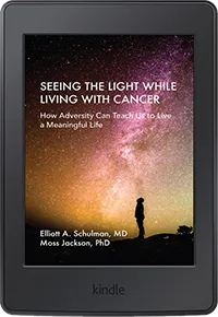The book cover of the Amazon Kindle edition of Seeing The Light While Living With Cancer
